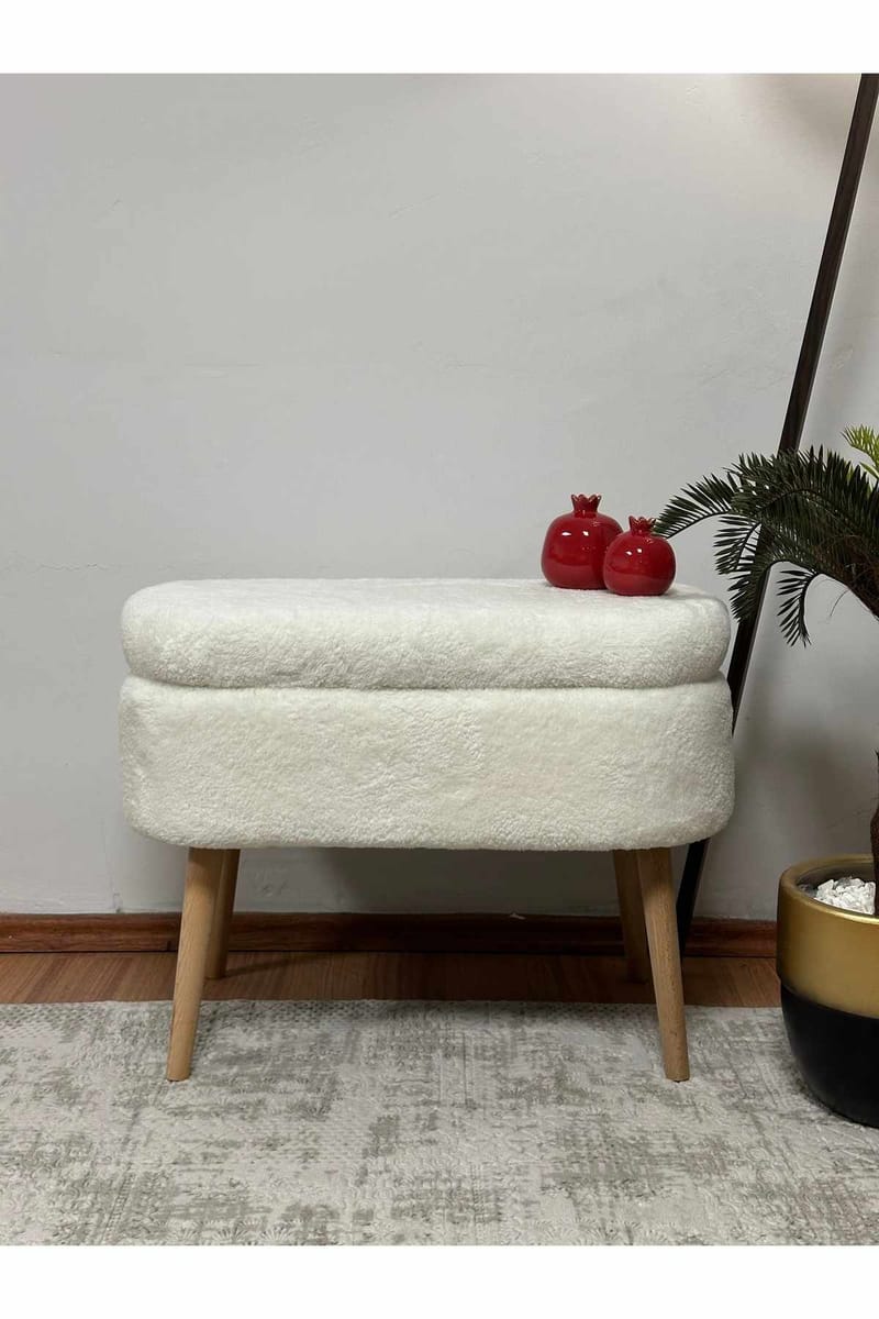 Puf med opbevaring Atelier Del Sofa Mini Oslo (60 x 46 x 35 cm) Hvid - Møbler - Stole & lænestole - Taburet & skammel - Ottoman