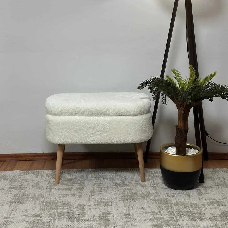 Puf med opbevaring Atelier Del Sofa Mini Oslo (60 x 46 x 35 cm) Hvid - Møbler - Stole & lænestole - Taburet & skammel - Ottoman