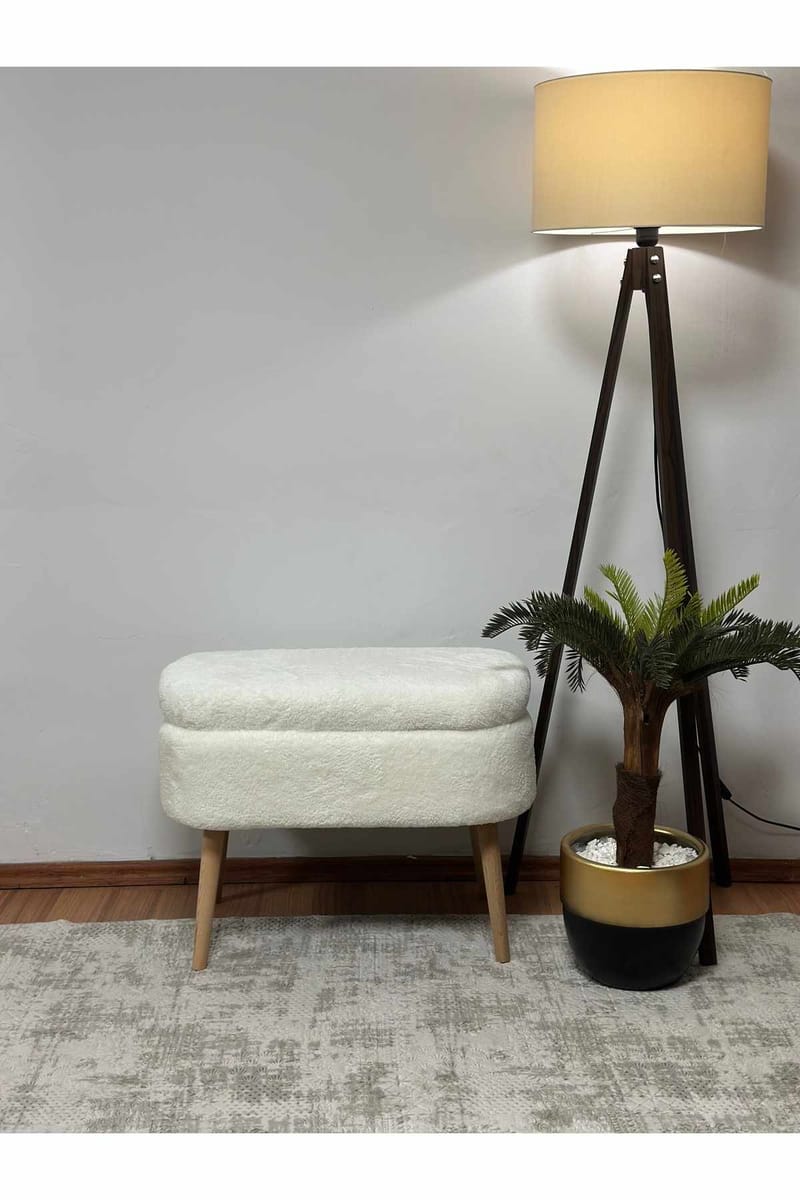 Puf med opbevaring Atelier Del Sofa Mini Oslo (60 x 46 x 35 cm) Hvid - Møbler - Stole & lænestole - Taburet & skammel - Ottoman