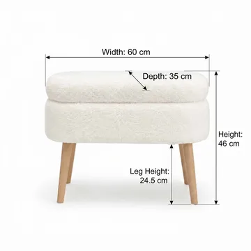 Puf med opbevaring Atelier Del Sofa Mini Oslo (60 x 46 x 35 cm) Hvid - Møbler - Stole & lænestole - Taburet & skammel - Ottoman - Ottoman & siddepuf med opbevaring
