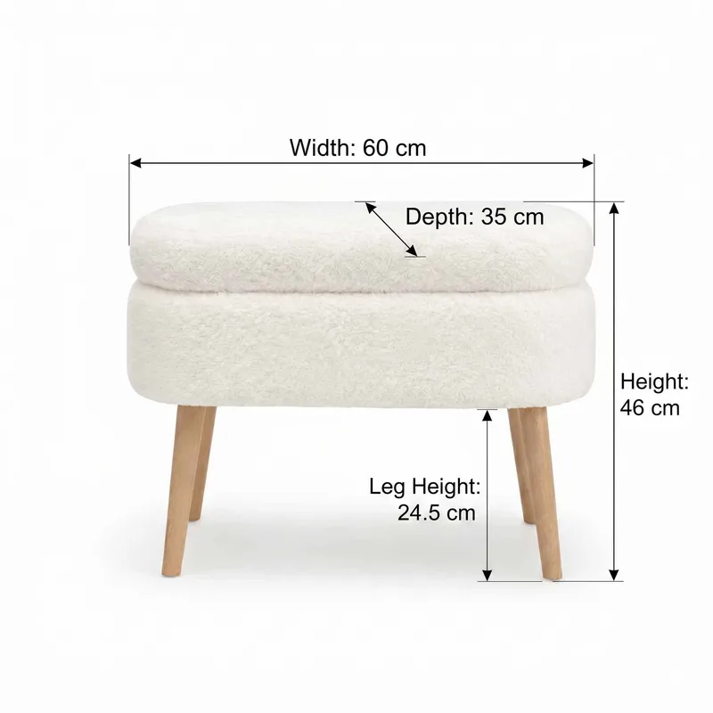Puf med opbevaring Atelier Del Sofa Mini Oslo (60 x 46 x 35 cm) Hvid - Møbler - Stole & lænestole - Taburet & skammel - Ottoman