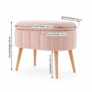 Puf med opbevaring Atelier Del Sofa Mini Oslo (60 x 46 x 35 cm) Lyserød - Møbler - Stole & lænestole - Taburet & skammel - Ottoman - Ottoman & siddepuf med opbevaring