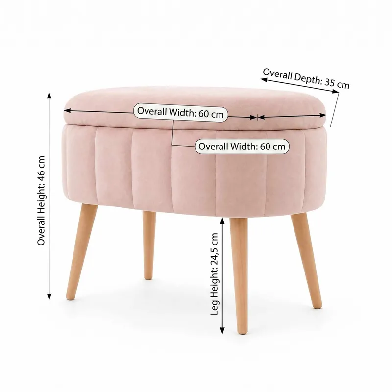 Puf med opbevaring Atelier Del Sofa Mini Oslo (60 x 46 x 35 cm) Lyserød - Møbler - Stole & lænestole - Taburet & skammel - Ottoman