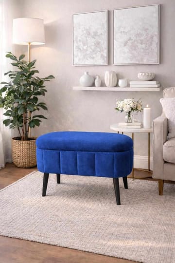 Puf med opbevaring Atelier Del Sofa Mini Oslo (60 x 46 x 35 cm) Sax Blue - Møbler - Stole & lænestole - Taburet & skammel - Ottoman - Ottoman & siddepuf med opbevaring