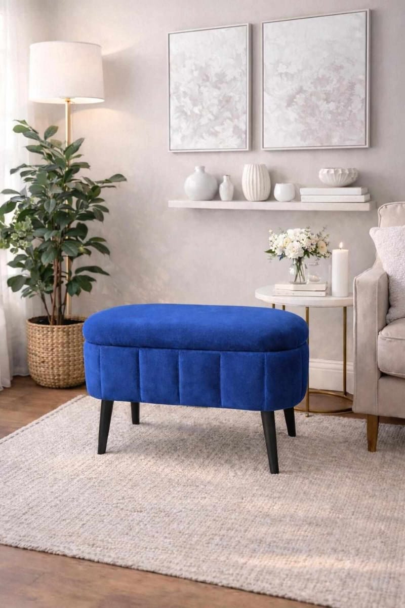 Puf med opbevaring Atelier Del Sofa Mini Oslo (60 x 46 x 35 cm) Sax Blue - Møbler - Stole & lænestole - Taburet & skammel - Ottoman