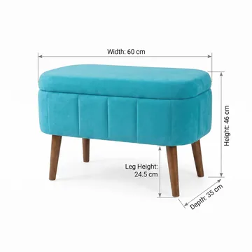 Puf med opbevaring Atelier Del Sofa Mini Oslo (60 x 46 x 35 cm) Turkis - Møbler - Stole & lænestole - Taburet & skammel - Ottoman - Ottoman & siddepuf med opbevaring