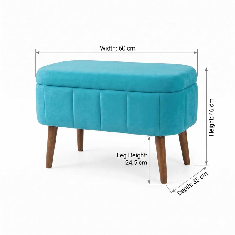 Puf med opbevaring Atelier Del Sofa Mini Oslo (60 x 46 x 35 cm) Turkis - Møbler - Stole & lænestole - Taburet & skammel - Ottoman
