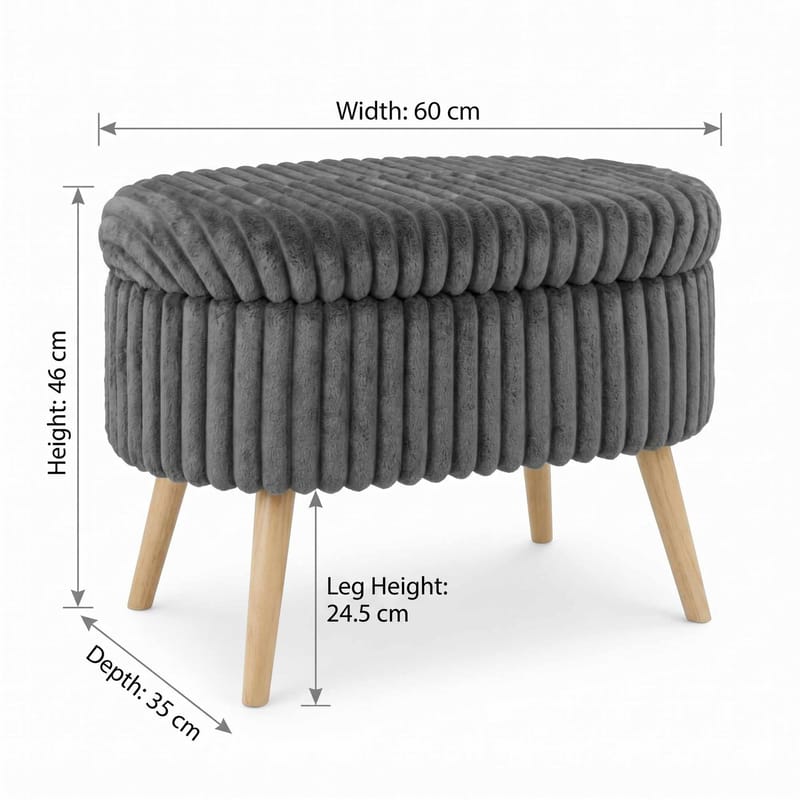 Puf med opbevaring Atelier Del Sofa Mini Oslo Linen (60 x 46 x 35 cm) Antracit - Antracit - Møbler - Stole & lænestole - Taburet & skammel - Ottoman - Ottoman & siddepuf med opbevaring