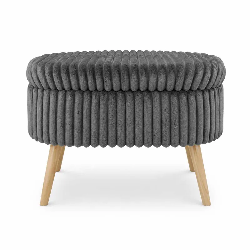 Puf med opbevaring Atelier Del Sofa Mini Oslo Linen (60 x 46 x 35 cm) Antracit, Antracit