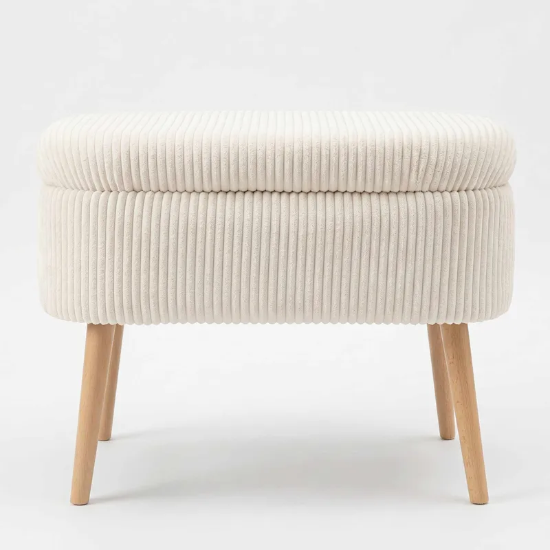 Puf med opbevaring Atelier Del Sofa Mini Oslo Linen (60 x 46 x 35 cm) Creme, undefined