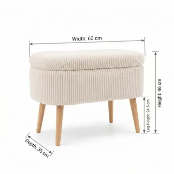 Puf med opbevaring Atelier Del Sofa Mini Oslo Linen (60 x 46 x 35 cm) Creme - Møbler - Stole & lænestole - Taburet & skammel - Ottoman - Ottoman & siddepuf med opbevaring