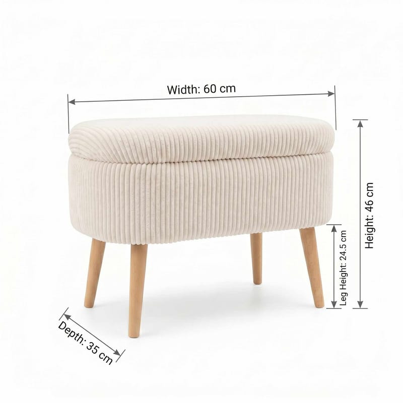 Puf med opbevaring Atelier Del Sofa Mini Oslo Linen (60 x 46 x 35 cm) Creme - Møbler - Stole & lænestole - Taburet & skammel - Ottoman
