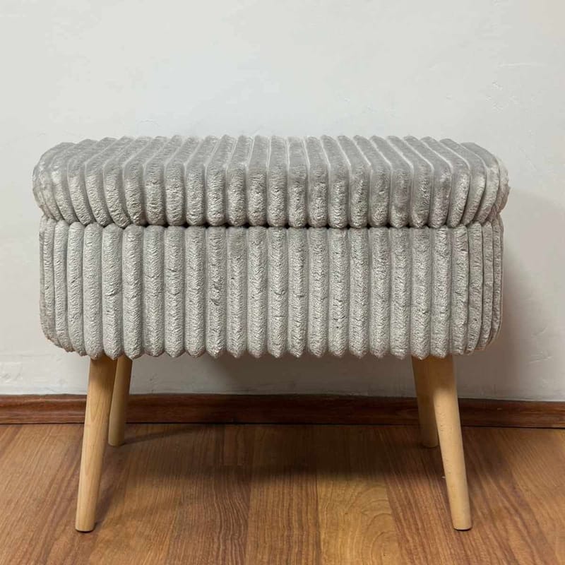 Puf med opbevaring Atelier Del Sofa Mini Oslo Linen (60 x 46 x 35 cm) Grå - Møbler - Stole & lænestole - Taburet & skammel - Ottoman