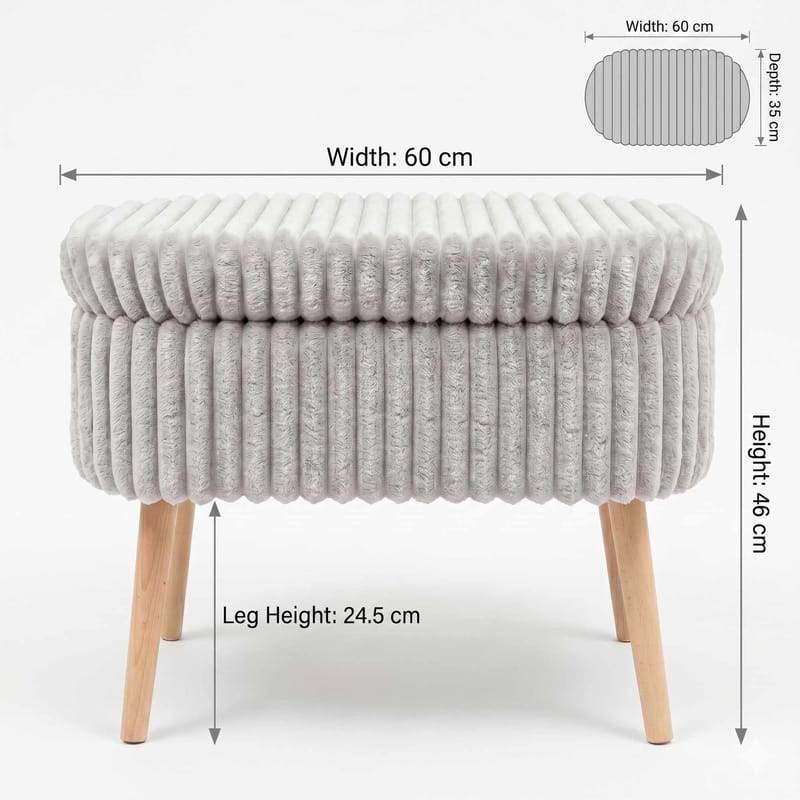 Puf med opbevaring Atelier Del Sofa Mini Oslo Linen (60 x 46 x 35 cm) Grå - Møbler - Stole & lænestole - Taburet & skammel - Ottoman