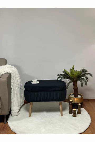 Puf med opbevaring Atelier Del Sofa Mini Oslo Linen (60 x 46 x 35 cm) Sort - Møbler - Stole & lænestole - Taburet & skammel - Ottoman - Ottoman & siddepuf med opbevaring
