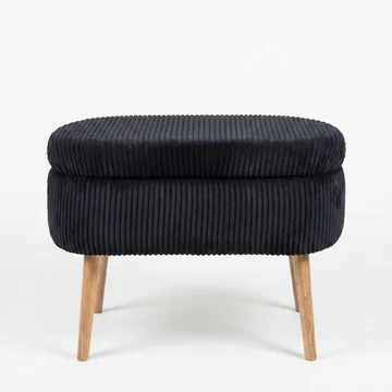 Puf med opbevaring Atelier Del Sofa Mini Oslo Linen (60 x 46 x 35 cm) Sort