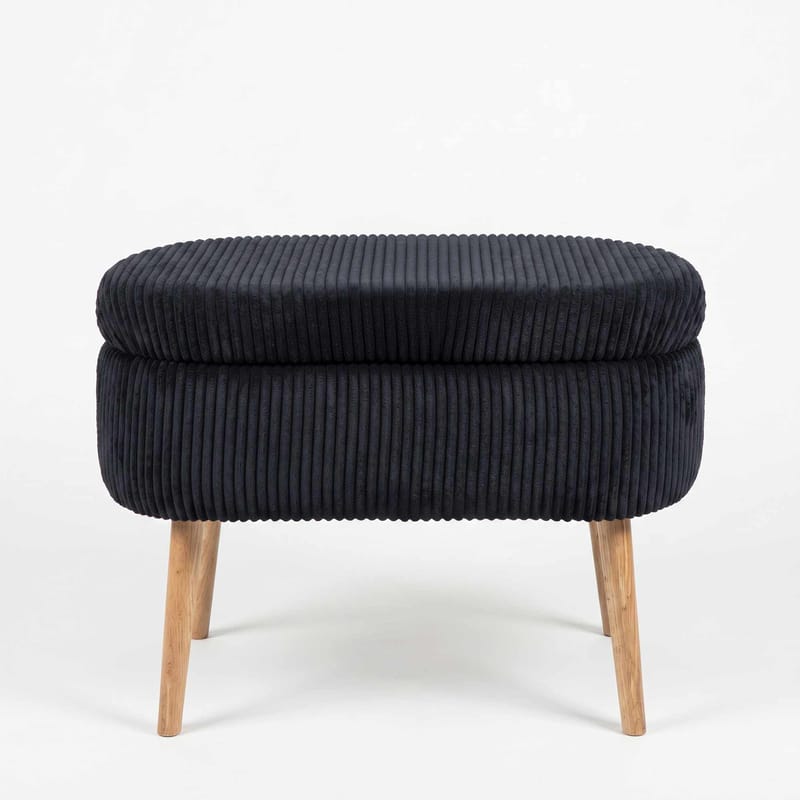 Puf med opbevaring Atelier Del Sofa Mini Oslo Linen (60 x 46 x 35 cm) Sort, undefined