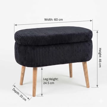 Puf med opbevaring Atelier Del Sofa Mini Oslo Linen (60 x 46 x 35 cm) Sort - Møbler - Stole & lænestole - Taburet & skammel - Ottoman - Ottoman & siddepuf med opbevaring