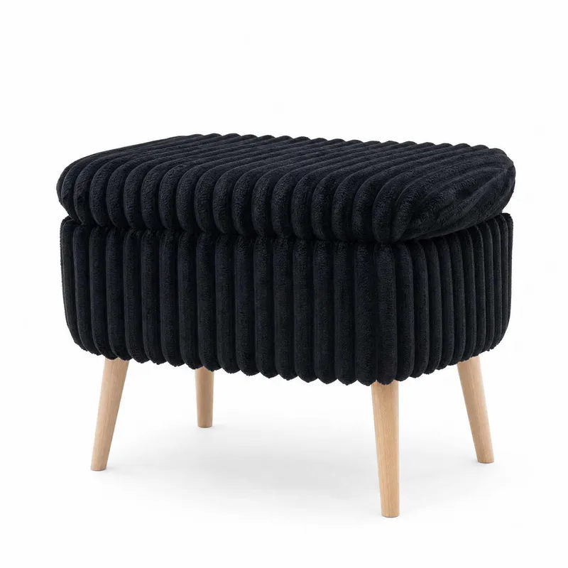 Puf med opbevaring Atelier Del Sofa Mini Oslo Linen (60 x 46 x 35 cm) Toscano Black, undefined