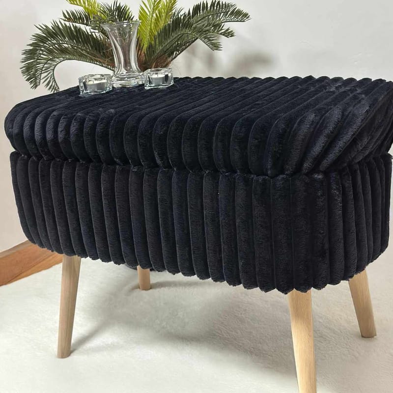 Puf med opbevaring Atelier Del Sofa Mini Oslo Linen (60 x 46 x 35 cm) Toscano Black - Møbler - Stole & lænestole - Taburet & skammel - Ottoman