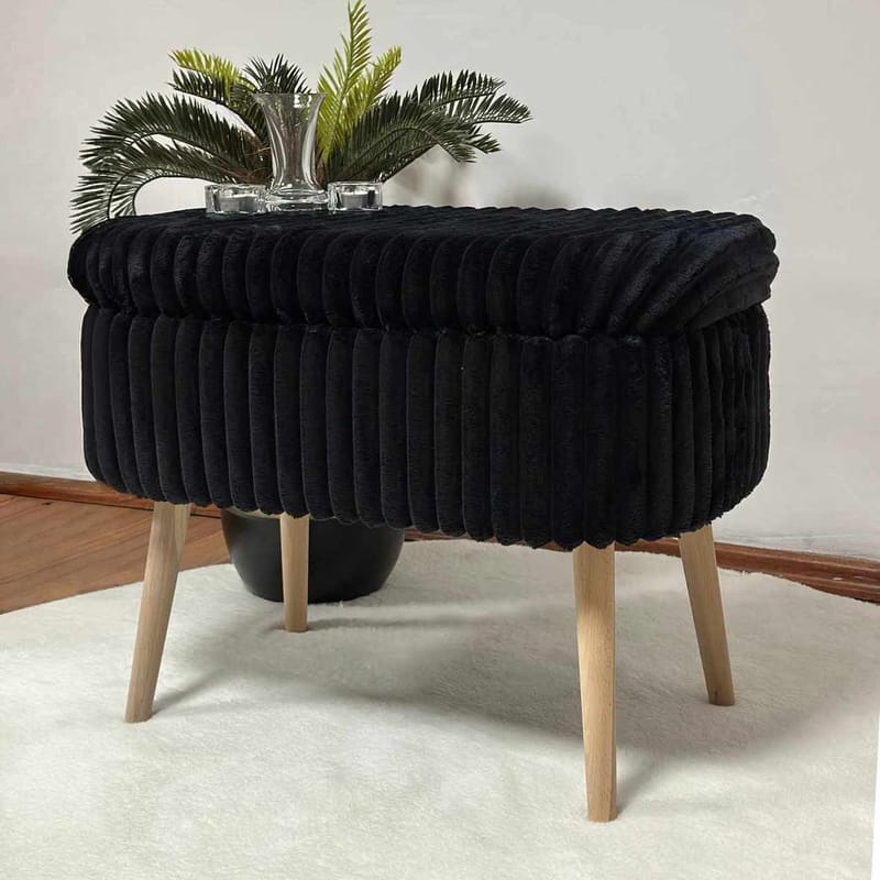 Puf med opbevaring Atelier Del Sofa Mini Oslo Linen (60 x 46 x 35 cm) Toscano Black - Møbler - Stole & lænestole - Taburet & skammel - Ottoman