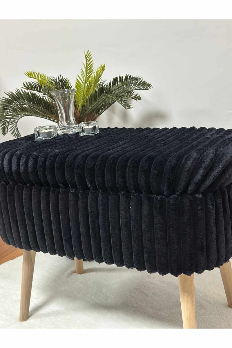 Puf med opbevaring Atelier Del Sofa Mini Oslo Linen (60 x 46 x 35 cm) Toscano Black - Møbler - Stole & lænestole - Taburet & skammel - Ottoman