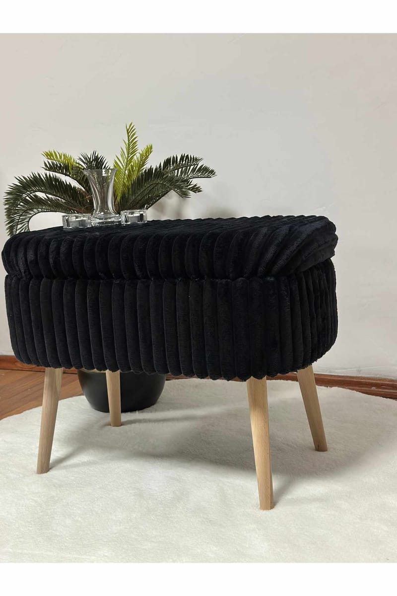Puf med opbevaring Atelier Del Sofa Mini Oslo Linen (60 x 46 x 35 cm) Toscano Black - Møbler - Stole & lænestole - Taburet & skammel - Ottoman