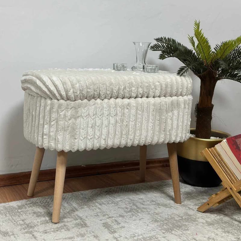 Puf med opbevaring Atelier Del Sofa Mini Oslo Linen (60 x 46 x 35 cm) Toscano Cream - Møbler - Stole & lænestole - Taburet & skammel - Ottoman