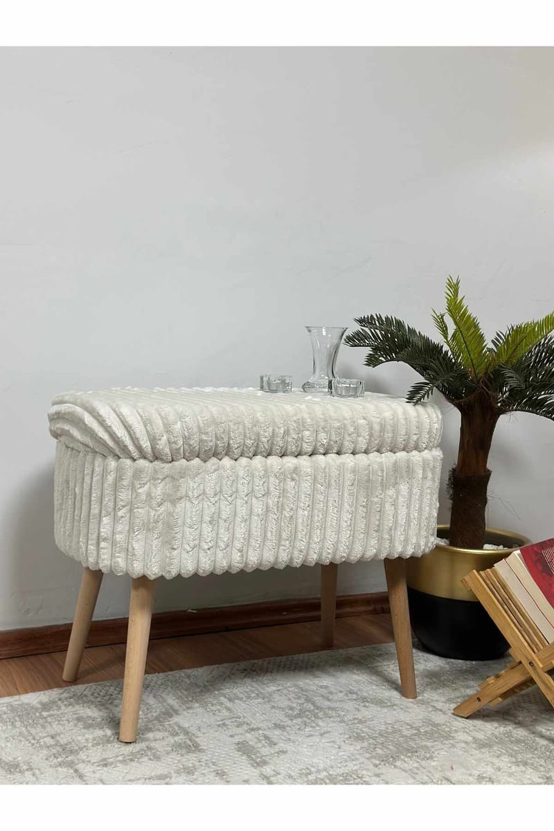 Puf med opbevaring Atelier Del Sofa Mini Oslo Linen (60 x 46 x 35 cm) Toscano Cream - Møbler - Stole & lænestole - Taburet & skammel - Ottoman
