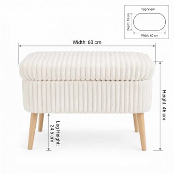 Puf med opbevaring Atelier Del Sofa Mini Oslo Linen (60 x 46 x 35 cm) Toscano Cream - Møbler - Stole & lænestole - Taburet & skammel - Ottoman - Ottoman & siddepuf med opbevaring
