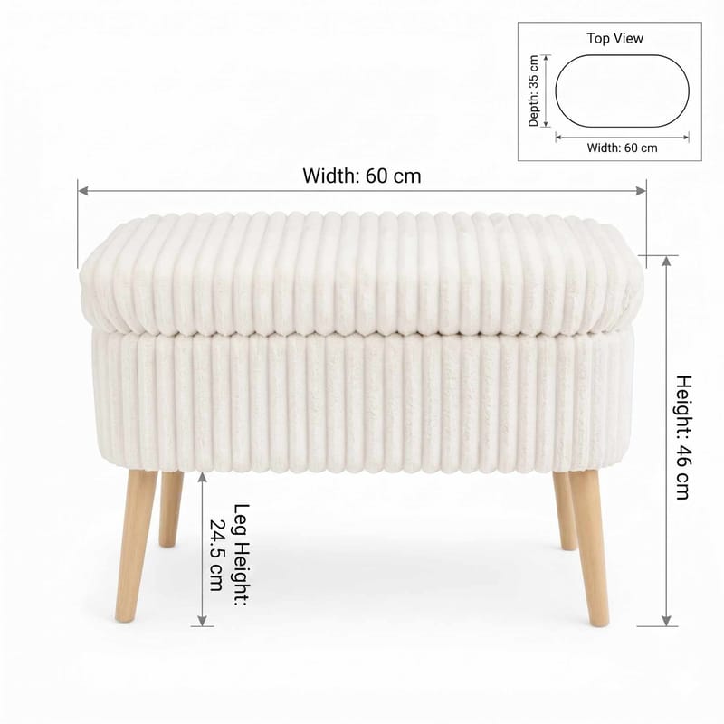 Puf med opbevaring Atelier Del Sofa Mini Oslo Linen (60 x 46 x 35 cm) Toscano Cream - Møbler - Stole & lænestole - Taburet & skammel - Ottoman