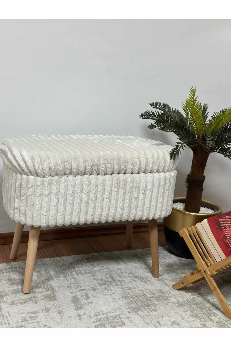 Puf med opbevaring Atelier Del Sofa Mini Oslo Linen (60 x 46 x 35 cm) Toscano Cream - Møbler - Stole & lænestole - Taburet & skammel - Ottoman