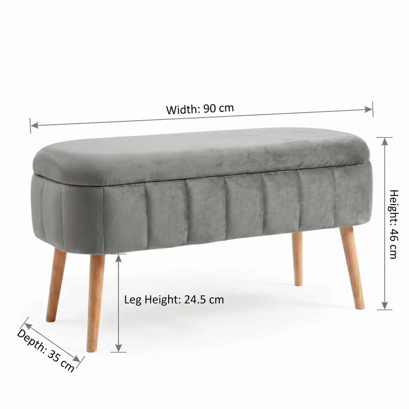 Puf med opbevaring Atelier Del Sofa Oslo Babyface (90 x 46 x 35 cm) Antracit - Møbler - Stole & lænestole - Taburet & skammel - Ottoman