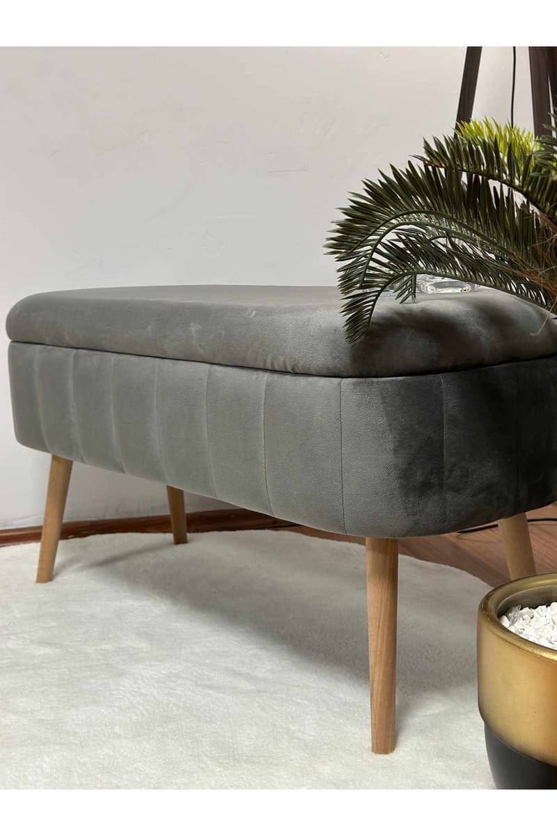 Puf med opbevaring Atelier Del Sofa Oslo Babyface (90 x 46 x 35 cm) Antracit - Møbler - Stole & lænestole - Taburet & skammel - Ottoman