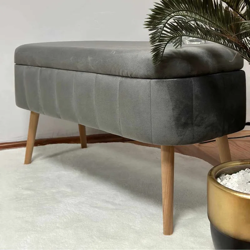 Puf med opbevaring Atelier Del Sofa Oslo Babyface (90 x 46 x 35 cm) Antracit - Møbler - Stole & lænestole - Taburet & skammel - Ottoman