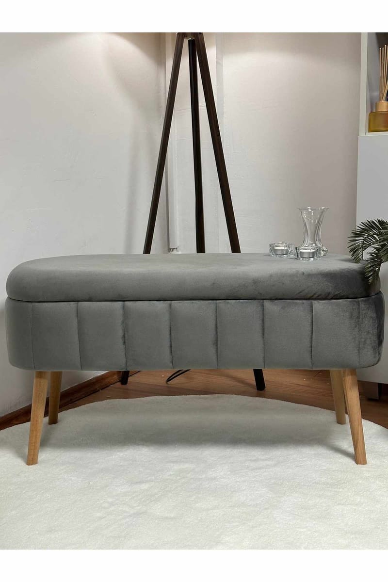 Puf med opbevaring Atelier Del Sofa Oslo Babyface (90 x 46 x 35 cm) Antracit - Møbler - Stole & lænestole - Taburet & skammel - Ottoman