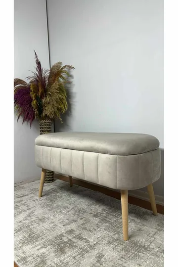 Puf med opbevaring Atelier Del Sofa Oslo Babyface (90 x 46 x 35 cm) Beige - Møbler - Stole & lænestole - Taburet & skammel - Ottoman - Ottoman & siddepuf med opbevaring