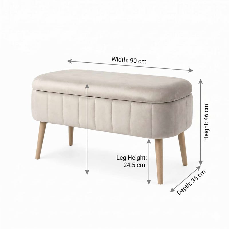 Puf med opbevaring Atelier Del Sofa Oslo Babyface (90 x 46 x 35 cm) Beige - Møbler - Stole & lænestole - Taburet & skammel - Ottoman
