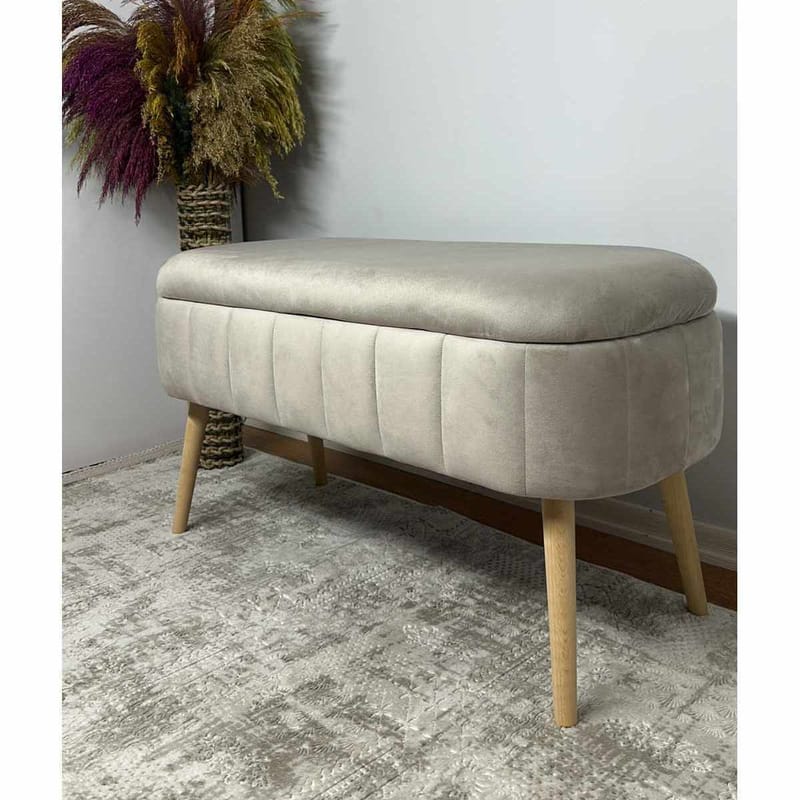 Puf med opbevaring Atelier Del Sofa Oslo Babyface (90 x 46 x 35 cm) Beige - Møbler - Stole & lænestole - Taburet & skammel - Ottoman