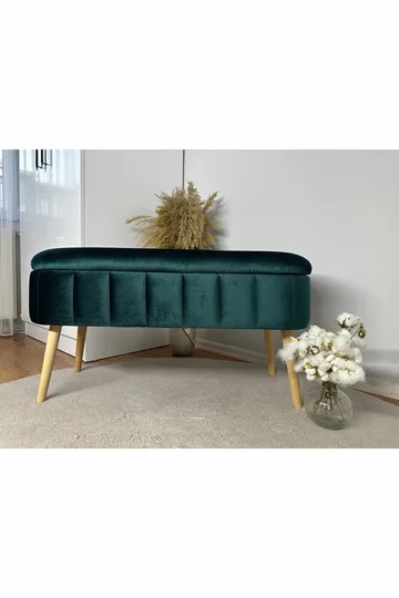 Puf med opbevaring Atelier Del Sofa Oslo Babyface (90 x 46 x 35 cm) Emerald - Møbler - Stole & lænestole - Taburet & skammel - Ottoman - Ottoman & siddepuf med opbevaring