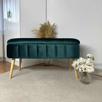Puf med opbevaring Atelier Del Sofa Oslo Babyface (90 x 46 x 35 cm) Emerald - Møbler - Stole & lænestole - Taburet & skammel - Ottoman - Ottoman & siddepuf med opbevaring