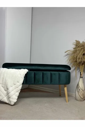 Puf med opbevaring Atelier Del Sofa Oslo Babyface (90 x 46 x 35 cm) Emerald - Møbler - Stole & lænestole - Taburet & skammel - Ottoman - Ottoman & siddepuf med opbevaring