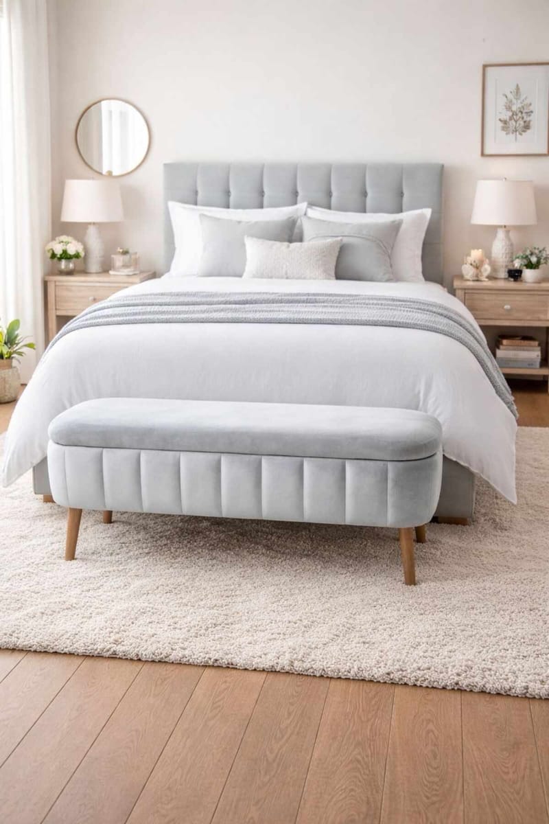 Puf med opbevaring Atelier Del Sofa Oslo Babyface (90 x 46 x 35 cm) Grå - Møbler - Stole & lænestole - Taburet & skammel - Ottoman