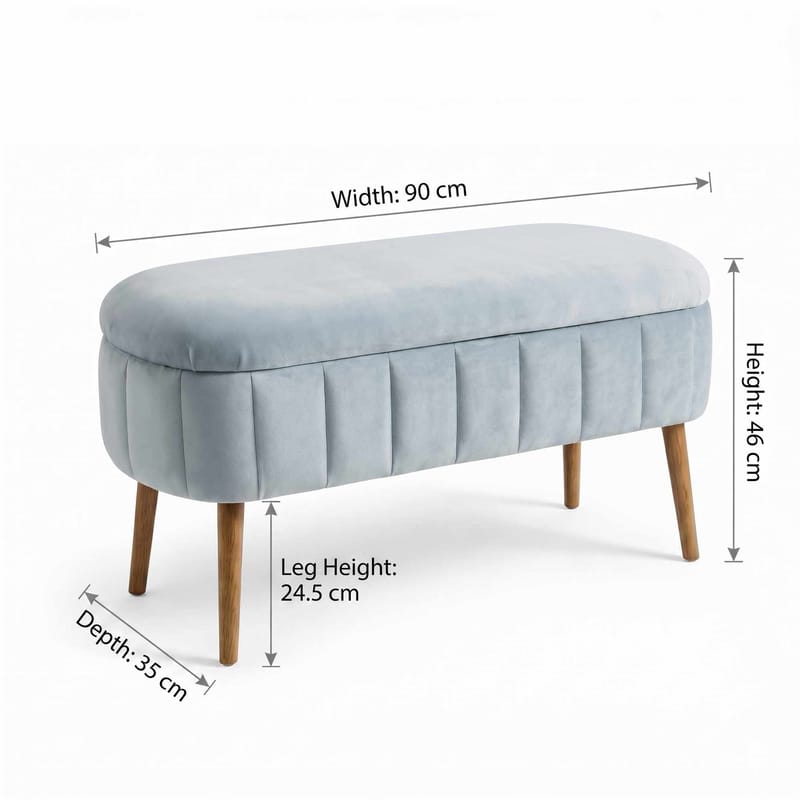 Puf med opbevaring Atelier Del Sofa Oslo Babyface (90 x 46 x 35 cm) Grå - Møbler - Stole & lænestole - Taburet & skammel - Ottoman