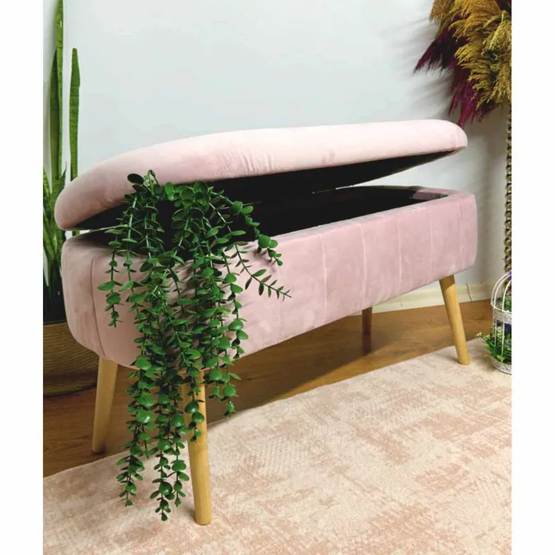 Puf med opbevaring Atelier Del Sofa Oslo Babyface (90 x 46 x 35 cm) Lyserød - Møbler - Stole & lænestole - Taburet & skammel - Ottoman