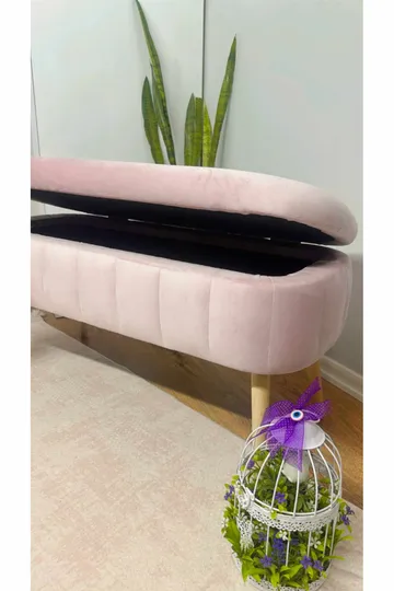 Puf med opbevaring Atelier Del Sofa Oslo Babyface (90 x 46 x 35 cm) Lyserød - Møbler - Stole & lænestole - Taburet & skammel - Ottoman - Ottoman & siddepuf med opbevaring