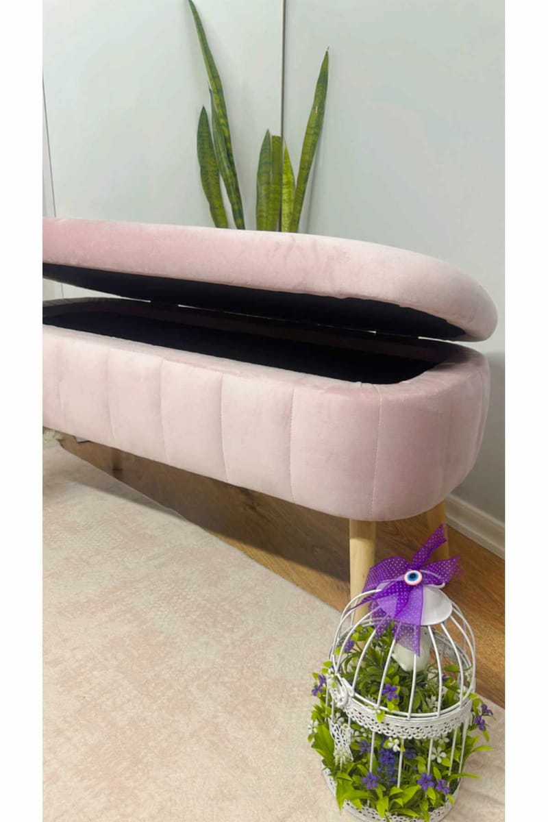Puf med opbevaring Atelier Del Sofa Oslo Babyface (90 x 46 x 35 cm) Lyserød - Møbler - Stole & lænestole - Taburet & skammel - Ottoman