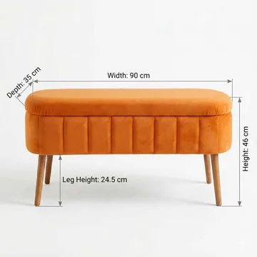Puf med opbevaring Atelier Del Sofa Oslo Babyface (90 x 46 x 35 cm) Orange - Møbler - Stole & lænestole - Taburet & skammel - Ottoman - Ottoman & siddepuf med opbevaring