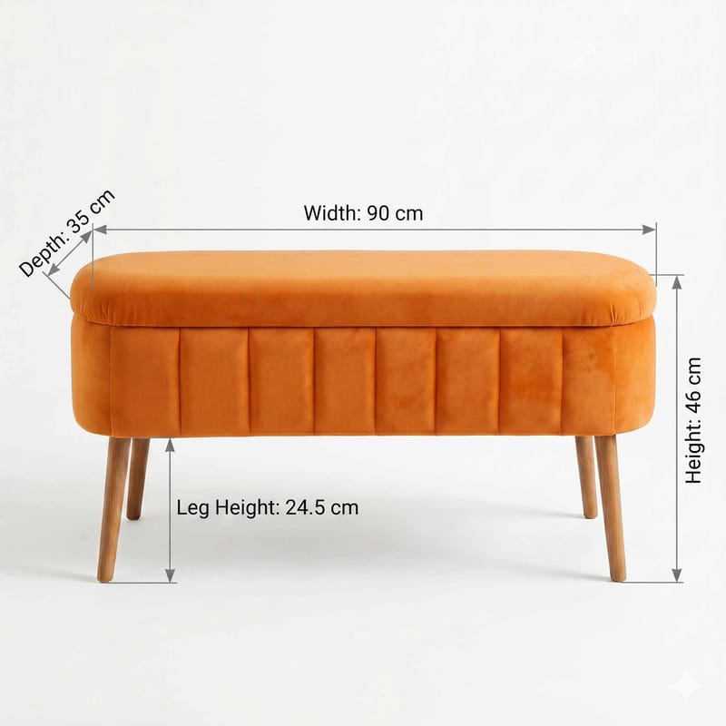 Puf med opbevaring Atelier Del Sofa Oslo Babyface (90 x 46 x 35 cm) Orange - Møbler - Stole & lænestole - Taburet & skammel - Ottoman