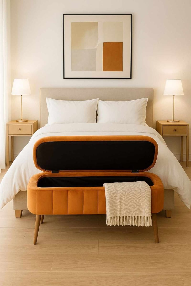 Puf med opbevaring Atelier Del Sofa Oslo Babyface (90 x 46 x 35 cm) Orange - Møbler - Stole & lænestole - Taburet & skammel - Ottoman